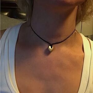 Stampd Gold Heart Necklace on Black Cord